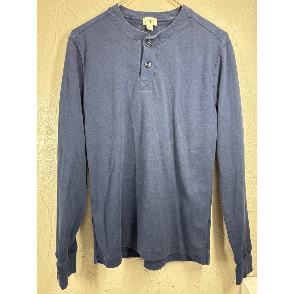 J.Crew Shirt Mens Oarsman Heritage Brushed Rib Knit Henley Navy Blue Size Medium
